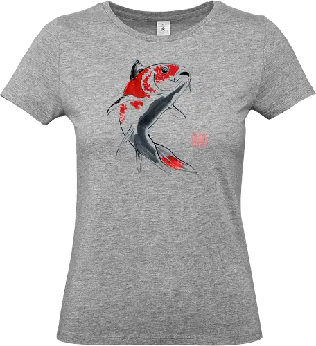 red koi - koi, fish, carp, sumie, japan - Standard T-Shirt (Women)