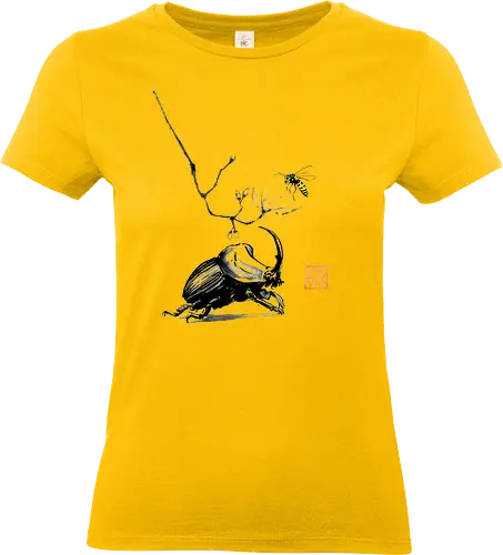 beetle bee - beetle, sumie, japan, sakura, beea - Standard T-Shirt (Women)