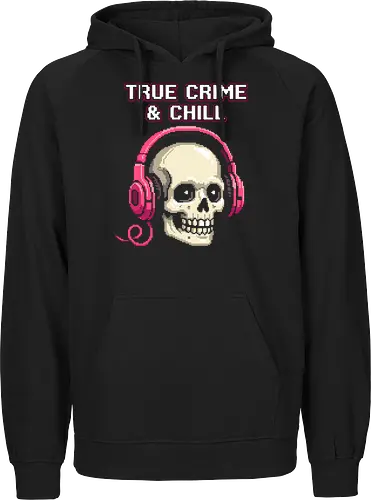 True Crime and Chill - Skull with Pink Headphones Pixel Art