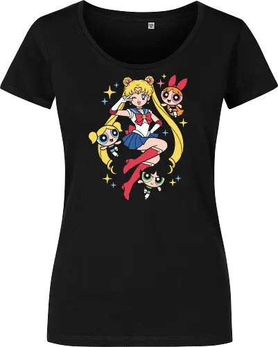 Magical Girl Power: 90s Anime & Cartoon Mashup Graphic