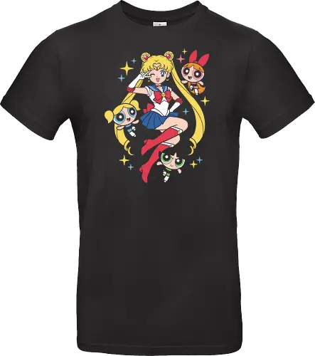 Magical Girl Power: 90s Anime & Cartoon Mashup Graphic