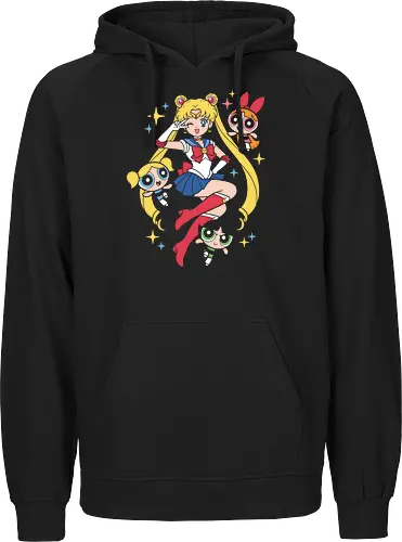 Magical Girl Power: 90s Anime & Cartoon Mashup Graphic