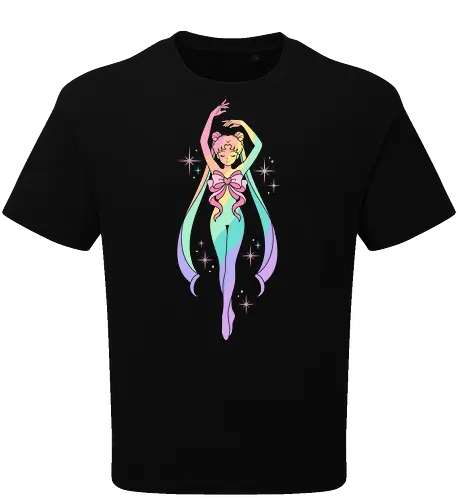 Ethereal Pastel Prism: Rainbow Magical Girl Silhouette