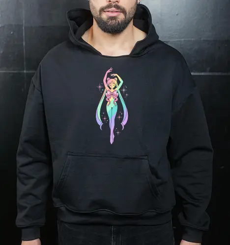 Ethereal Pastel Prism: Rainbow Magical Girl Silhouette