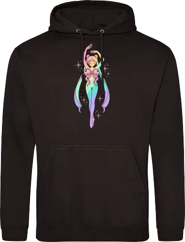 Ethereal Pastel Prism: Rainbow Magical Girl Silhouette