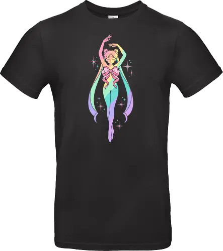 Ethereal Pastel Prism: Rainbow Magical Girl Silhouette