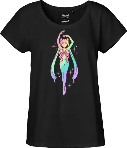 Ethereal Pastel Prism: Rainbow Magical Girl Silhouette