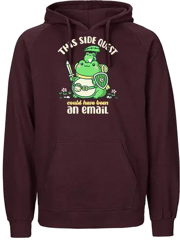 Side Quest Club - side quest, email, jokes, funny, cute frogs, adventure, rpg, Pen and Paper, gamer, gaming life - Fairtrade Hoodie