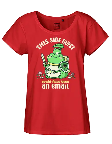 Side Quest Club - side quest, email, jokes, funny, cute frogs, adventure, rpg, Pen and Paper, gamer, gaming life - Fairtrade Girl Shirt