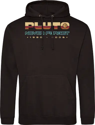 Pluto Never Forget - pluto never forget, astronaut, astronomy, galaxy, minimalist, nostalgia, planets, pluto, retro, science, solar system, space, stars, universe, vintage - Standard Hoodie