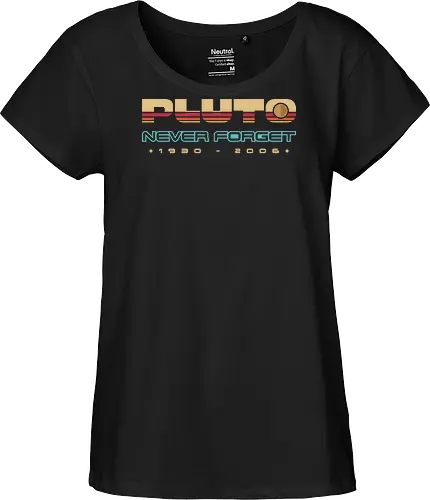 Pluto Never Forget - pluto never forget, astronaut, astronomy, galaxy, minimalist, nostalgia, planets, pluto, retro, science, solar system, space, stars, universe, vintage - Fairtrade Girl Shirt
