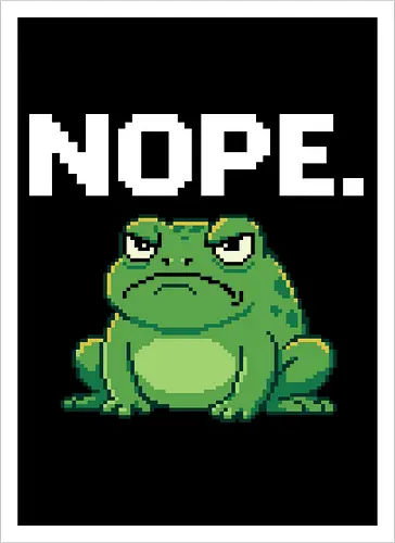 Grumpy Pixel Frog - Angry Retro Toad Art