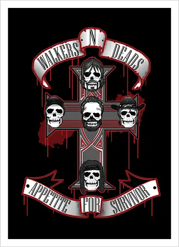 Appetite for Survivor - Zombie Rock Mashup Überlebende Kreuz Schädel Blut