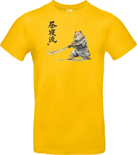 Capybara Samurai Katana Vintage Tuschezeichnung