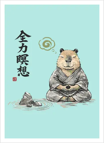 Capybara Zen Meditation Japanische Tuschekunst