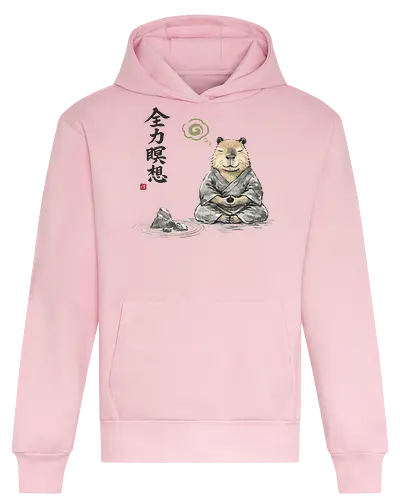 Capybara Zen Meditation Japanische Tuschekunst - capybara meditation, zen capybara, japanische meditation, tier zen kunst, capybara entspannt, sumi-e meditation, japanischer zen, witziges tier, buddhist tier, entspanntes tier, tusche malerei, zen nager, japanische kunst, capybara lustig - Heavyweight Hoodie