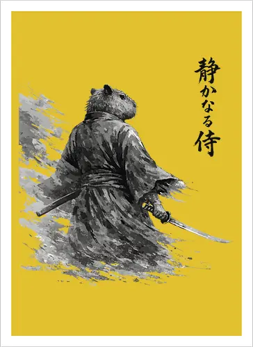 Dunkler Capybara Samurai Japanischer Tuschestil