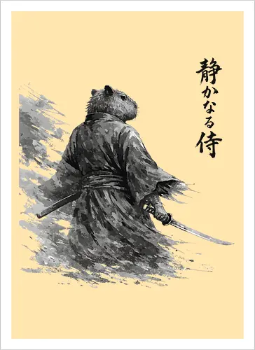 Dunkler Capybara Samurai Japanischer Tuschestil