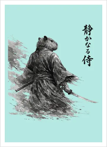 Dunkler Capybara Samurai Japanischer Tuschestil