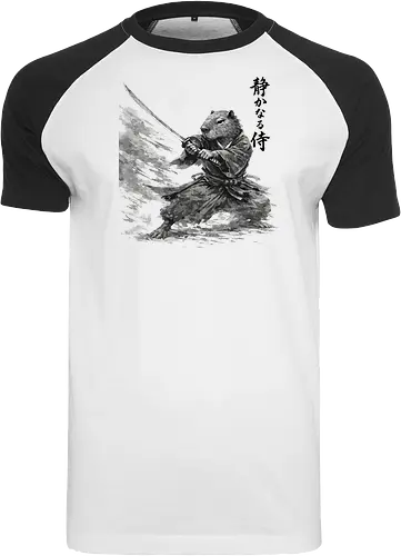 Capybara Samurai Bewegung Dynamische Tuschekunst - capybara dynamisch, samurai bewegung, japanische aktion, tier kämpft, capybara katana, tusche aktion, sumi-e dynamisch, witziger samurai, capybara lustig, nager kämpfer, japanische bewegung, vintage aktion, tier kunst, japan tier - Raglan T-Shirt