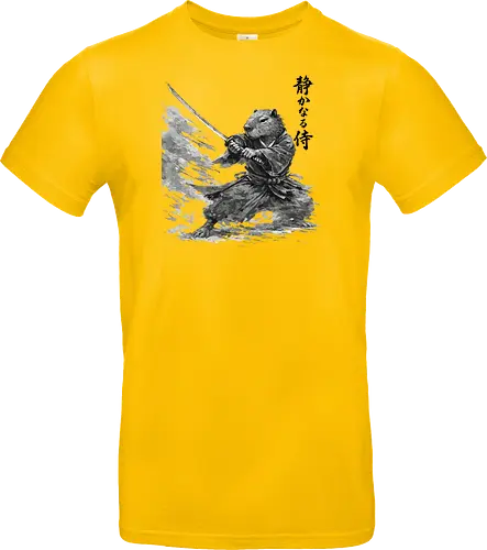 Capybara Samurai Bewegung Dynamische Tuschekunst - capybara dynamisch, samurai bewegung, japanische aktion, tier kämpft, capybara katana, tusche aktion, sumi-e dynamisch, witziger samurai, capybara lustig, nager kämpfer, japanische bewegung, vintage aktion, tier kunst, japan tier - Standard T-Shirt