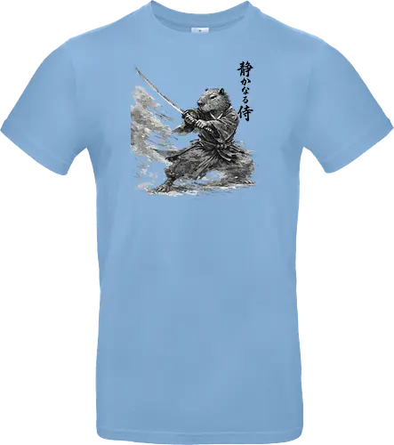 Capybara Samurai Bewegung Dynamische Tuschekunst - capybara dynamisch, samurai bewegung, japanische aktion, tier kämpft, capybara katana, tusche aktion, sumi-e dynamisch, witziger samurai, capybara lustig, nager kämpfer, japanische bewegung, vintage aktion, tier kunst, japan tier - Standard T-Shirt