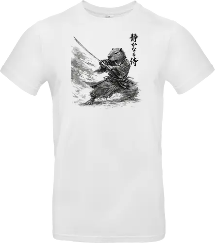Capybara Samurai Bewegung Dynamische Tuschekunst - capybara dynamisch, samurai bewegung, japanische aktion, tier kämpft, capybara katana, tusche aktion, sumi-e dynamisch, witziger samurai, capybara lustig, nager kämpfer, japanische bewegung, vintage aktion, tier kunst, japan tier - Standard T-Shirt