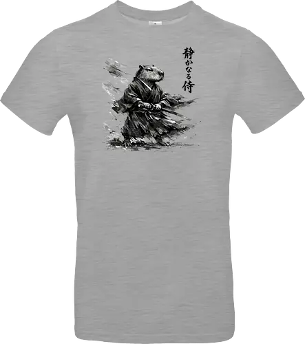 Capybara Samurai Rüstung Japanische Tuschekunst - capybara rüstung, samurai rüstung, japanischer kämpfer, tier in rüstung, sumi-e rüstung, capybara gepanzert, vintage krieger, tusche samurai, japanische rüstung, nager samurai, capybara stark, tier krieger, japan krieger kunst, vintage japan - Standard T-Shirt
