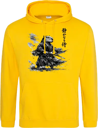 Capybara Samurai Rüstung Japanische Tuschekunst - capybara rüstung, samurai rüstung, japanischer kämpfer, tier in rüstung, sumi-e rüstung, capybara gepanzert, vintage krieger, tusche samurai, japanische rüstung, nager samurai, capybara stark, tier krieger, japan krieger kunst, vintage japan - Standard Hoodie