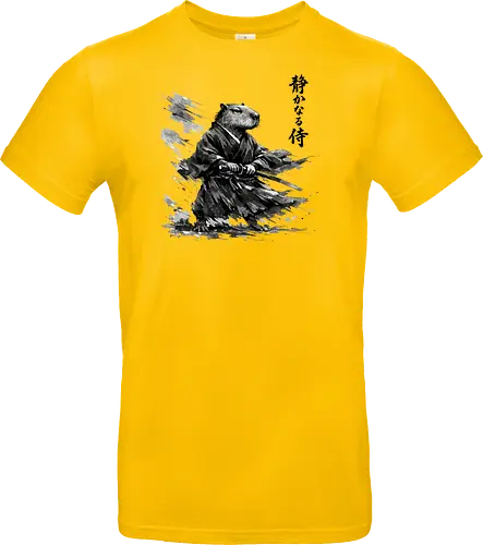 Capybara Samurai Rüstung Japanische Tuschekunst - capybara rüstung, samurai rüstung, japanischer kämpfer, tier in rüstung, sumi-e rüstung, capybara gepanzert, vintage krieger, tusche samurai, japanische rüstung, nager samurai, capybara stark, tier krieger, japan krieger kunst, vintage japan - Standard T-Shirt
