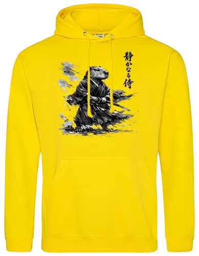 Capybara Samurai Rüstung Japanische Tuschekunst - capybara rüstung, samurai rüstung, japanischer kämpfer, tier in rüstung, sumi-e rüstung, capybara gepanzert, vintage krieger, tusche samurai, japanische rüstung, nager samurai, capybara stark, tier krieger, japan krieger kunst, vintage japan - Standard Hoodie