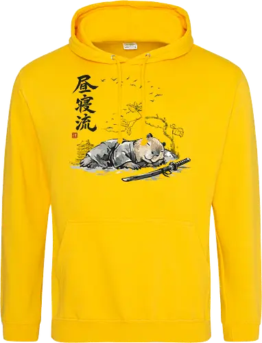 Schlafender Capybara Samurai Zen Tuschezeichnung