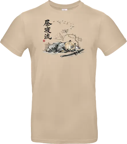 Schlafender Capybara Samurai Zen Tuschezeichnung