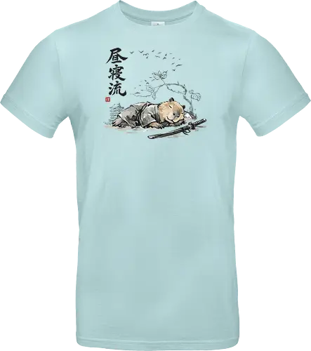 Schlafender Capybara Samurai Zen Tuschezeichnung