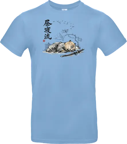 Schlafender Capybara Samurai Zen Tuschezeichnung