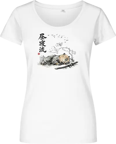 Schlafender Capybara Samurai Zen Tuschezeichnung