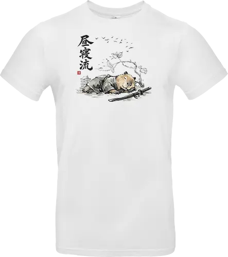 Schlafender Capybara Samurai Zen Tuschezeichnung