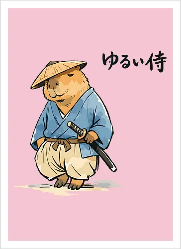 Capybara Zen Mönch Japanische Vintage Tuschekunst