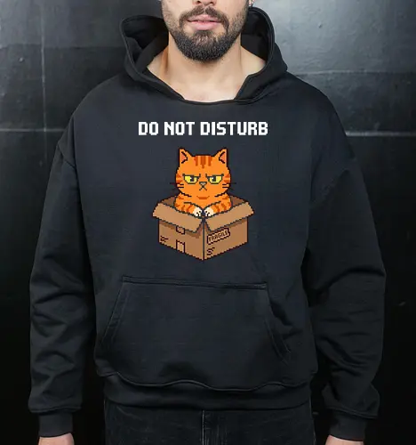 Grumpy Orange Cat in a Fragile Box - Retro Pixel Art