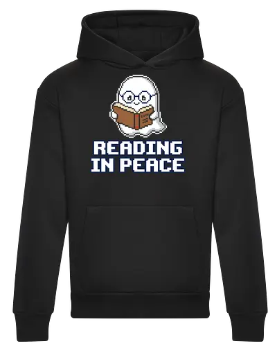 Reading In Peace - Funny Pixel Art Ghost Book Lover