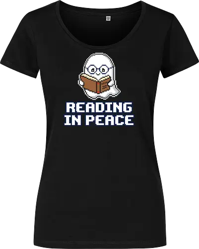 Reading In Peace - Funny Pixel Art Ghost Book Lover