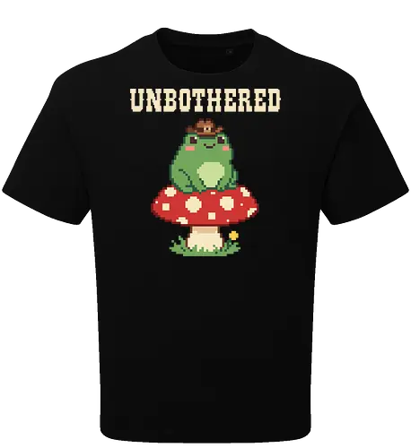 Unbothered Cowboy Frog on Mushroom - Cute Pixel Art
