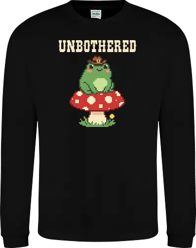 Unbothered Cowboy Frog on Mushroom - Cute Pixel Art