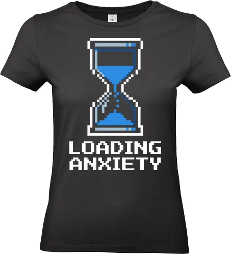 Retro Loading Hourglass - Pixel Art Computer Cursor - hourglass, pixel art, loading, 8 bit, retro computer, 90s nostalgia, buffering, please wait, sand timer, vintage tech, time, patience, programmer humor, tech support, nerd, geek, loading screen, classic cursor, blue sand, waiting - Standard T-Shirt (Women)