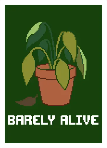 Sad Wilting Houseplant - Funny Plant Killer Pixel Art