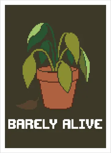 Sad Wilting Houseplant - Funny Plant Killer Pixel Art