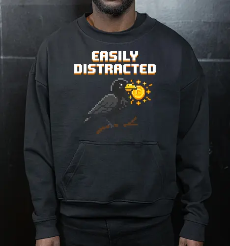 Shiny Object Collector - Pixel Art Magpie with Gold Coin