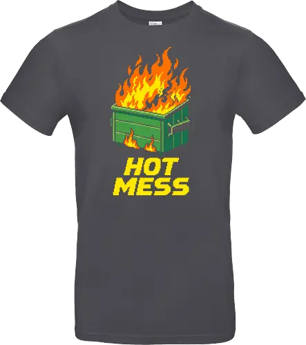 Hot Mess Dumpster Fire - Funny Retro Pixel Art
