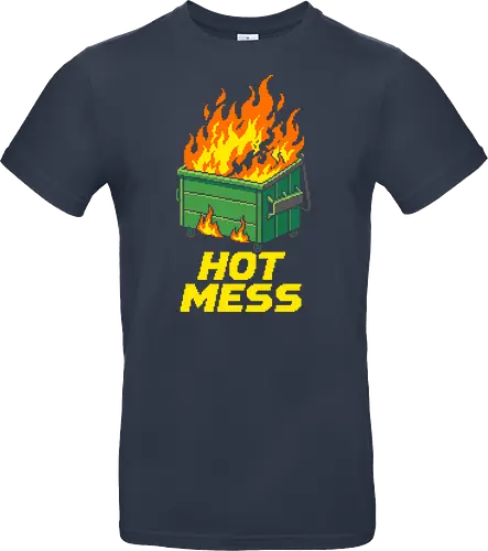 Hot Mess Dumpster Fire - Funny Retro Pixel Art