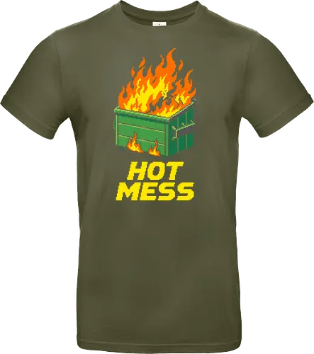 Hot Mess Dumpster Fire - Funny Retro Pixel Art
